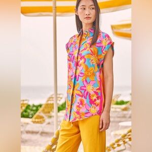 Jim Thompson Vibrant Ready to Wear Collection Silk Blouse Size 10 Resort Wear